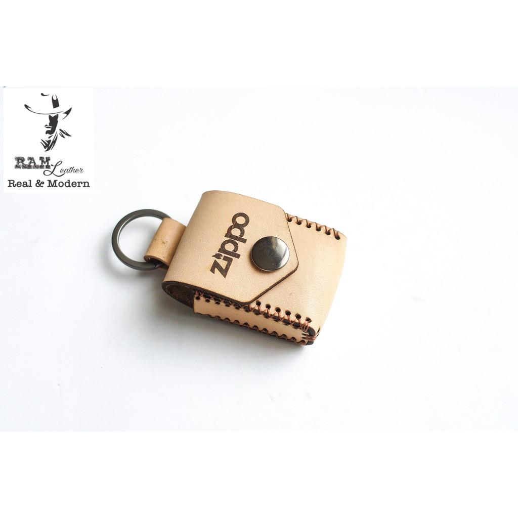 Bao zippo da bò vegtan thảo mộc Ý có móc khóa - RAM Leather