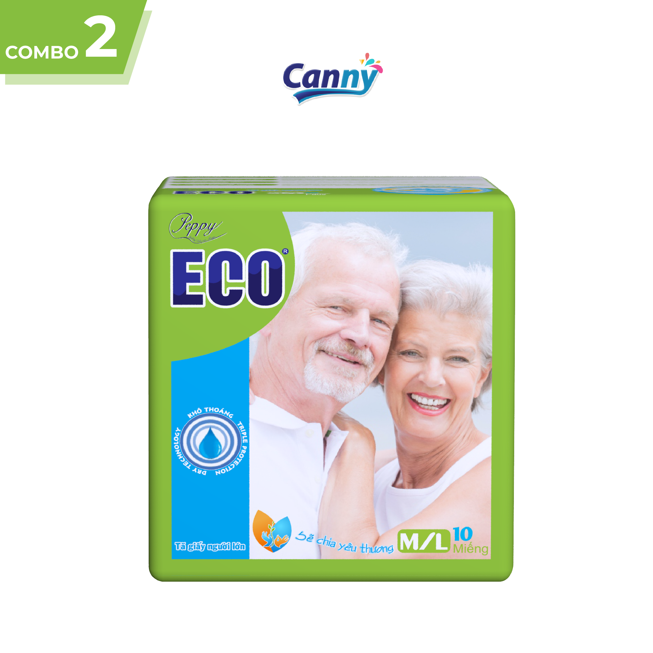 Combo 2 Tã Dán Người Lớn Peppy Eco Siêu Thấm Size M/L