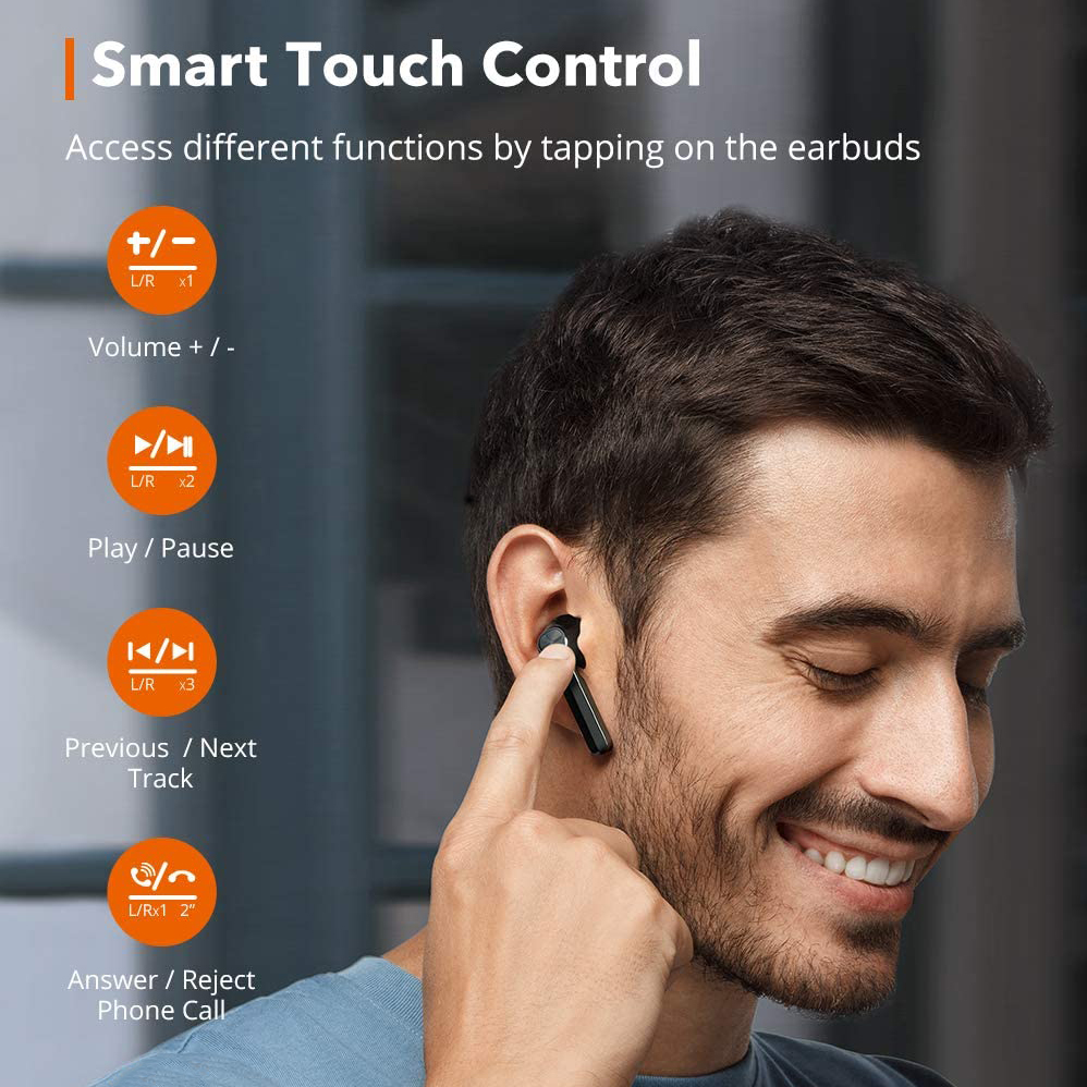 Tai nghe bluetooth Taotronics TT BH092, chuẩn kháng nước IPX8, Bluetooth 5.0- Đen - Hàng chính hãng