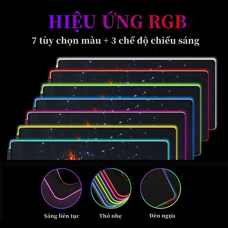 Miếng lót chuột LED RGB pad chuột gaming chơi game deskpad cỡ lớn viền sáng led chống trượt nhiều chế độ siêu đẹp – Hàng chính hãng