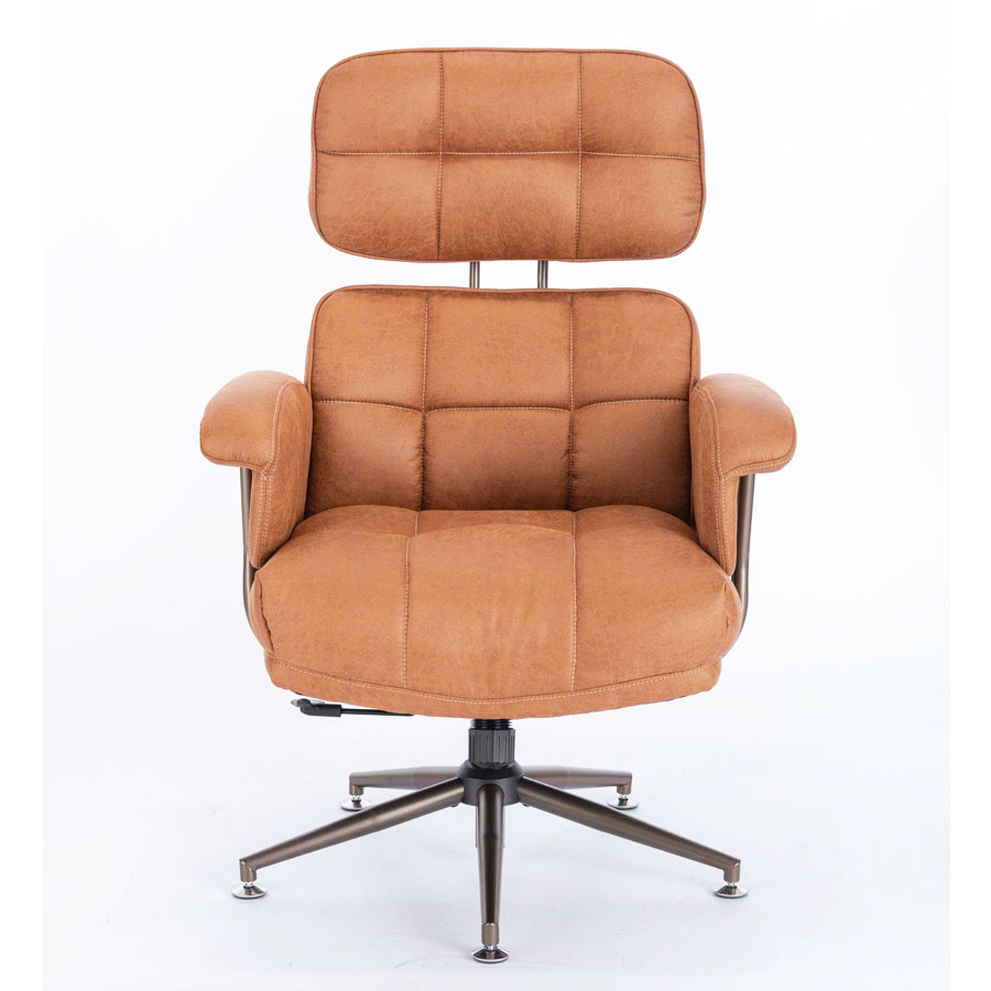 Ghế văn phòng chân có nút cố định đẹp hiện đại CM4610-P Nội thất Capta Ghế làm việc nệm da nappa  lưng cao thân xoay gật gù chân thép sơn tĩnh điện màu nâu Luxury Office Chair