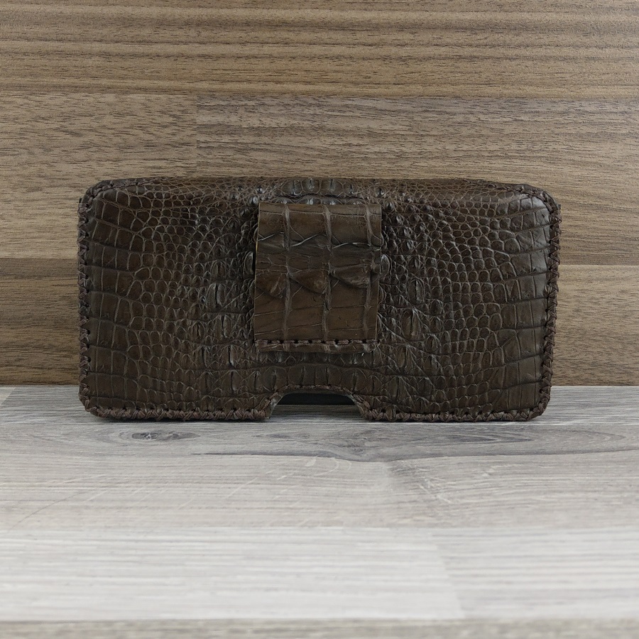 Bao Da Đeo Lưng dành cho Iphone X/XS Da Cá Sấu Màu Nâu Đất