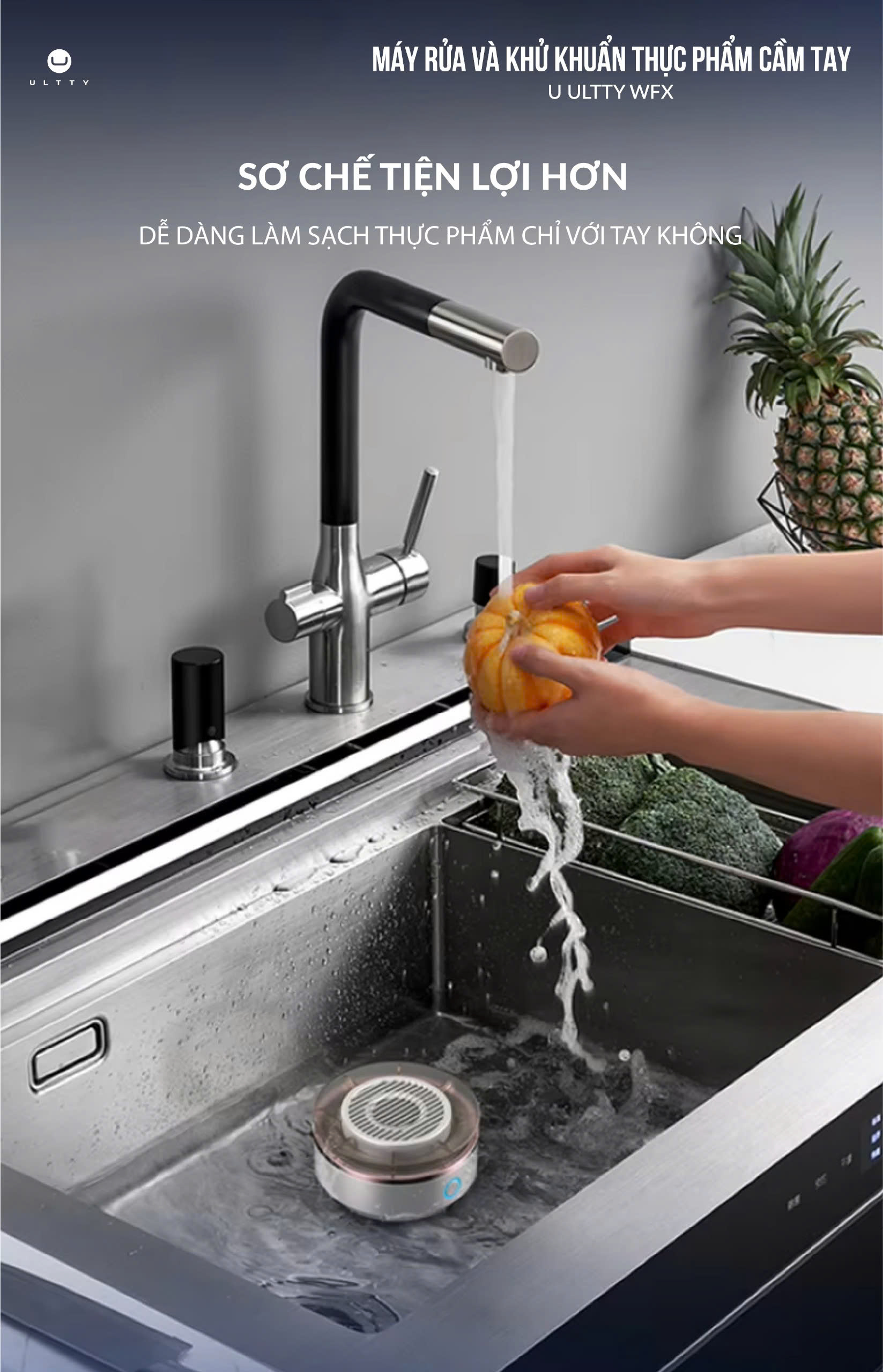 Máy rửa thực phẩm cầm tay U ULTTY WFX - Hàng chính hãng