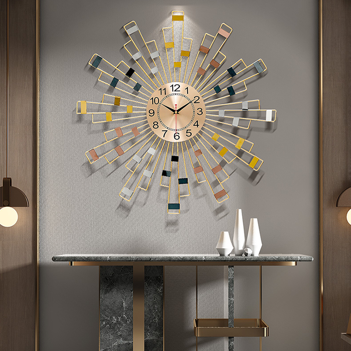 Đồng hồ treo tường decor hình mặt trời độc lạ 60cm - Đồng hồ treo tường trang trí phòng khách, decor sảnh quầy đẹp và quà tặng ý nghĩa