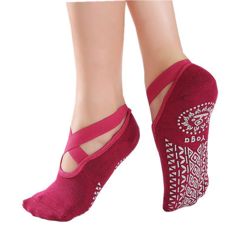 Băng Yoga Pilates Socks cho phụ nữ múa ba lê múa bông chống trượt chống trượt sock tập thể dục tập thể dục slipper chạy tay cầm khóa Color: E-White
