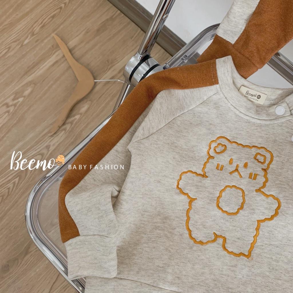 Bộ Nỉ Cotton Bé Trai Bé Gái Thêu Gấu Hàn Quốc Beemo Cực Ngầu