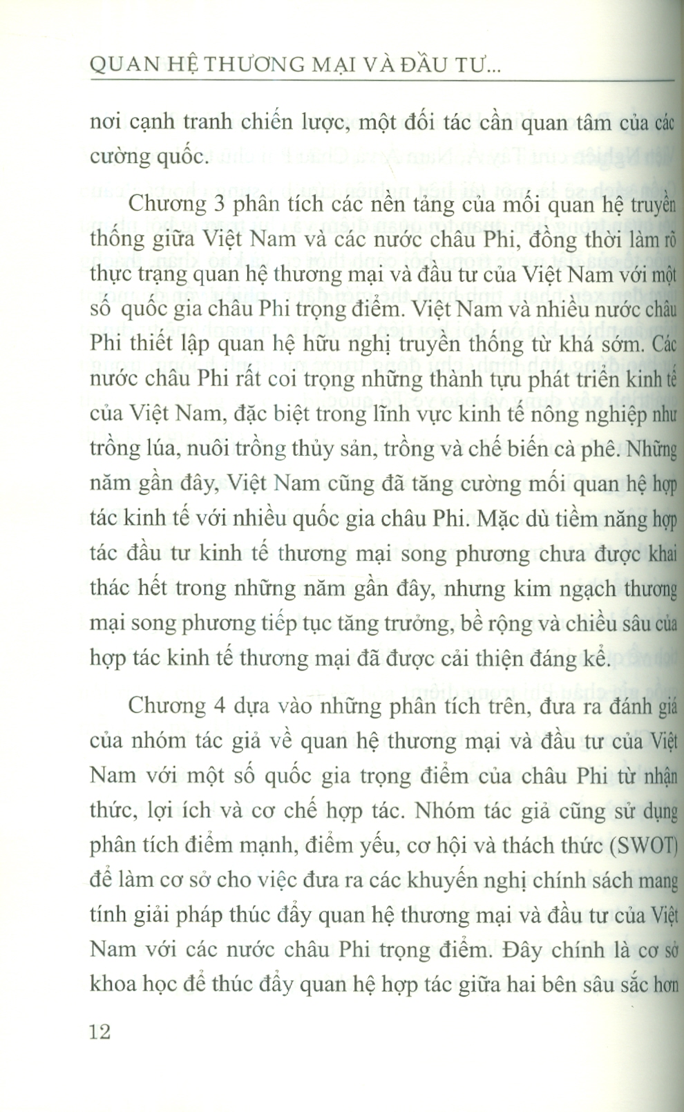 Quan Hệ Thương Mại Và Đầu Tư Của Việt Nam Với Một Số Quốc Gia Châu Phi Trọng Điểm: Bối Cảnh Mới, Định Hướng Mới (Sách Chuyên Khảo)