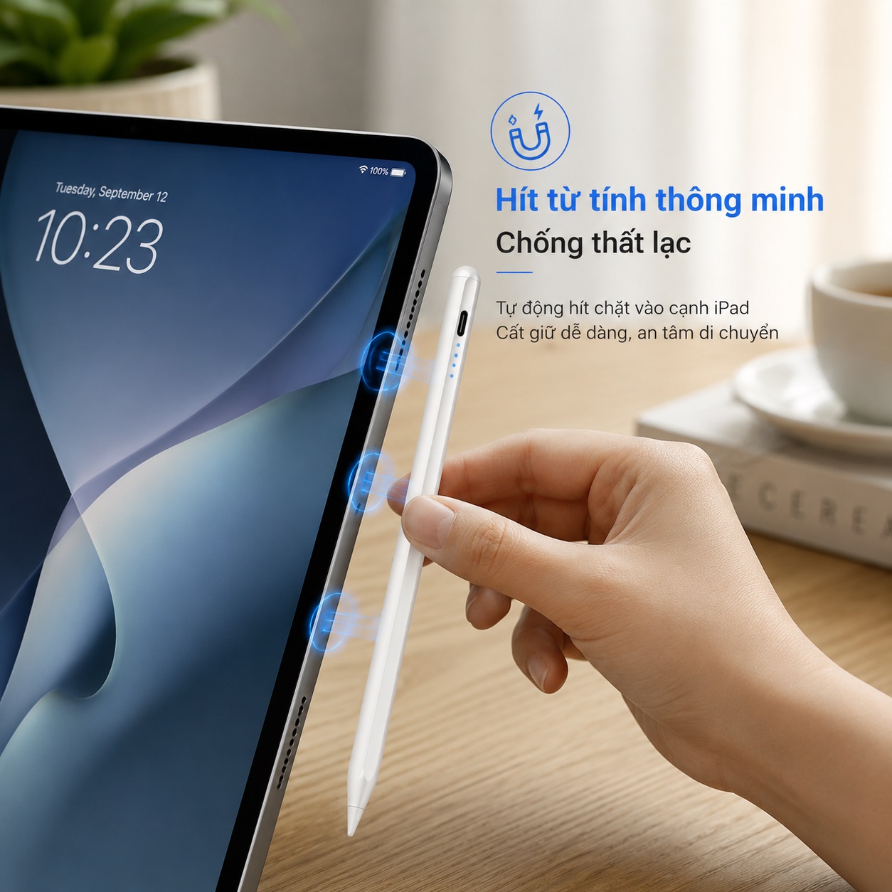 (Tặng ngòi thay thế) Bút cảm ứng thông minh artist hỗ trợ tì tay WIWU Pencil E tương thích iPad Pro Air Mini từ >=2018 - Palm Rejection | Magnetic | Sạc Type-C | Viết Không Độ Trễ - Hàng nhập khẩu