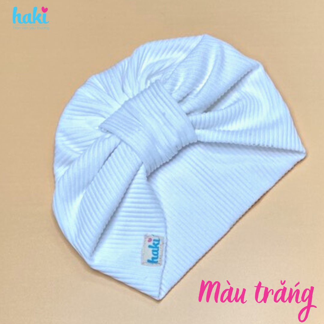 Mũ turban màu trơn vân kẻ HAKI, thiết kế vừa sành điệu vừa giữ ấm với chất liệu mềm mại cho bé trai bé gái MU01 (6-12kg)