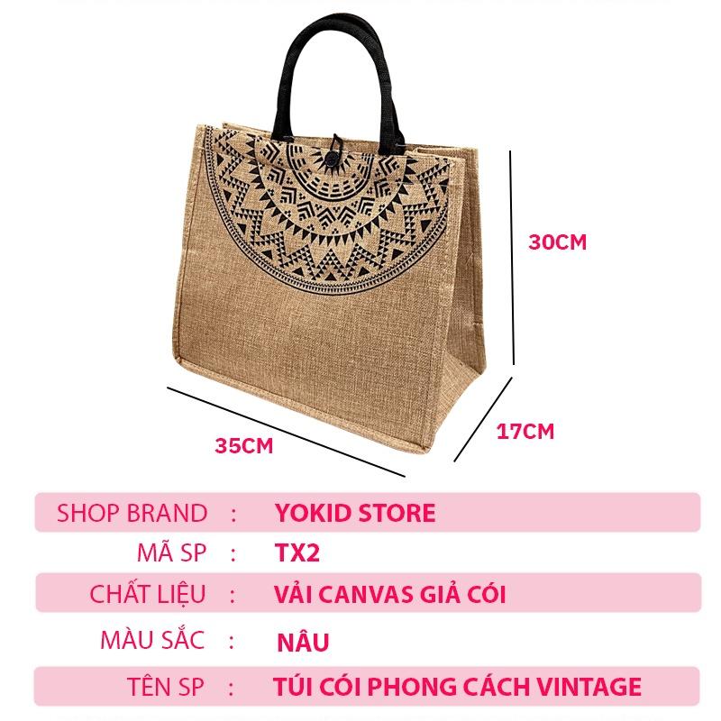 Túi cói du lịch đi biển,Túi xách nữ tote thời trang phong cách vintage - TX11