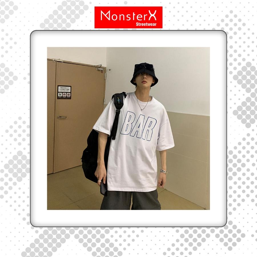 Áo thun unisex MonsterX BAR phông tay lỡ nam nữ form rộng Oversize 2 màu
