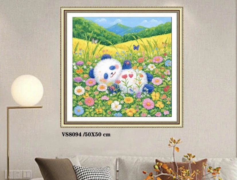 Tranh thêu kín Gấu trúc nhỏ xinh vs8094, kích thước 50x50 cm