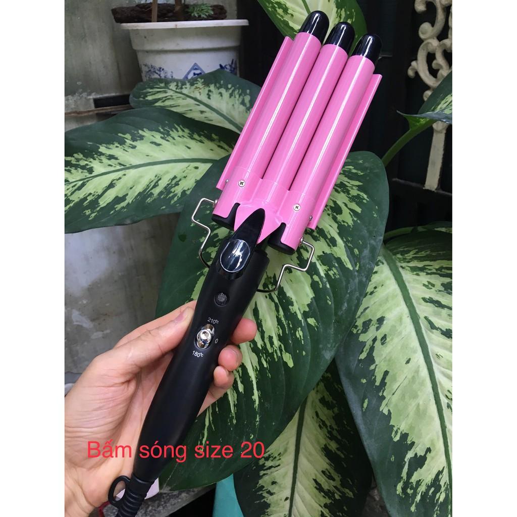 Máy uốn tóc 3 trục dập sóng nước làm tóc đẹp chuẩn salon tóc, uốn sóng nước HE19