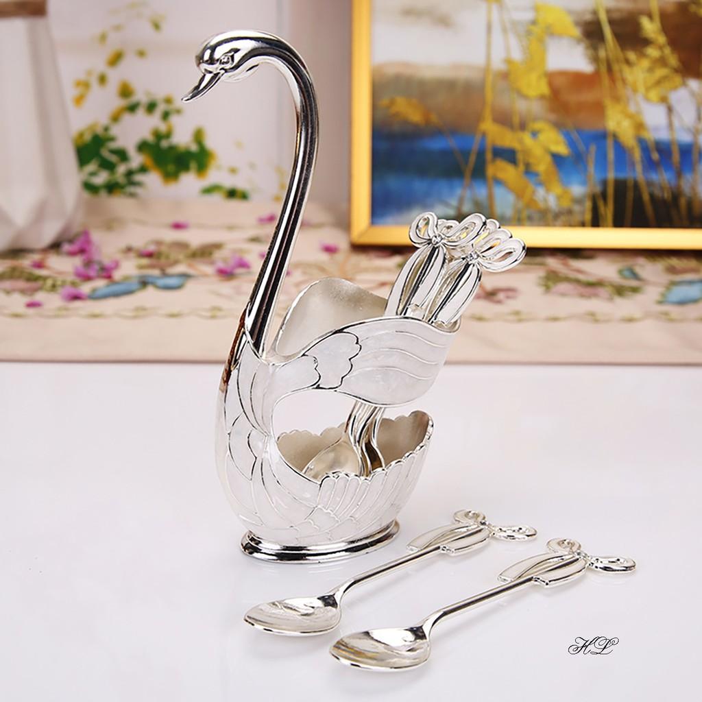 BỘ THÌA NĨA THIÊN NGA HỢP KIM ĐÍNH ĐÁ CÓ NƠ | LẴNG THIÊN NGA HỢP KIM KÈM THÌA HOẶC RĨA MẠ VÀNG CAO CẤP