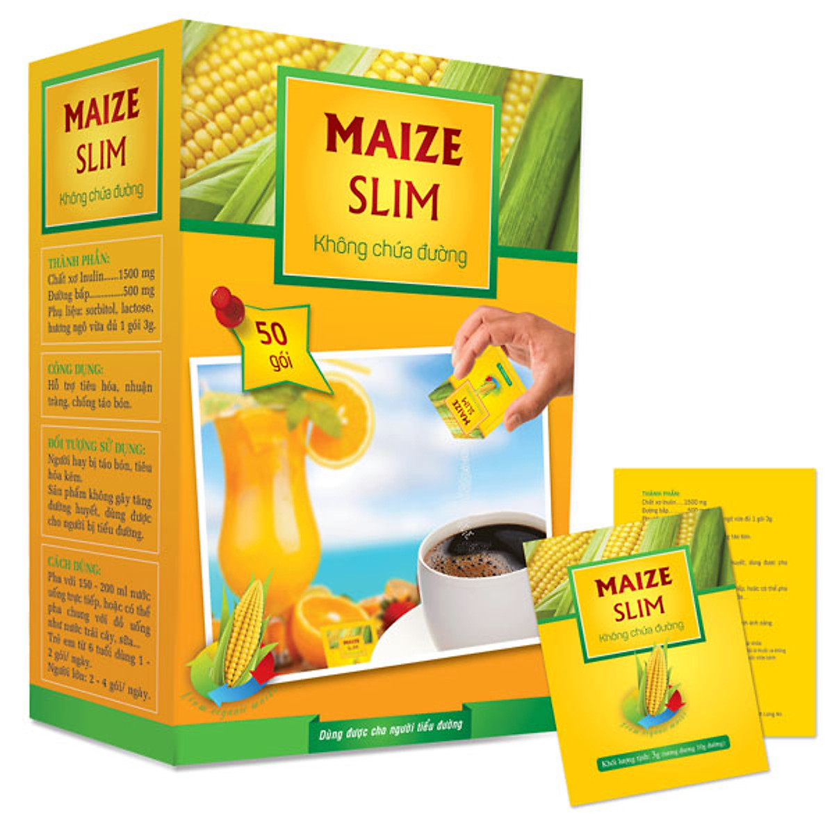 Đường bắp ăn kiêng MAIZE SLIM  Mdp Usa Hộp 50 gói*3g