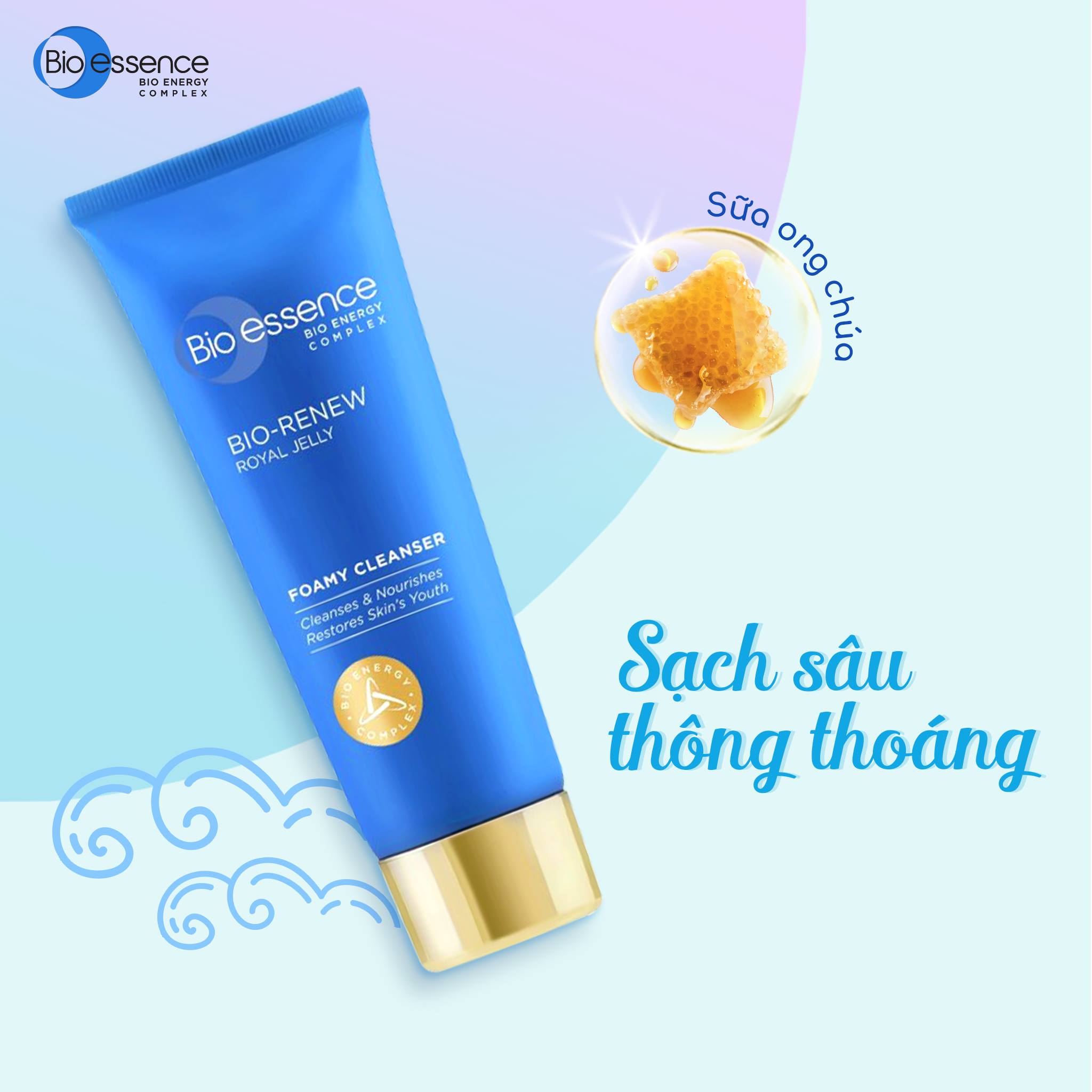 Sữa rửa mặt dưỡng da (da dầu & hỗn hợp) Bio-Renew Bio-Essence Renew Foamy Cleanser tinh chất sữa ong chúa 100g