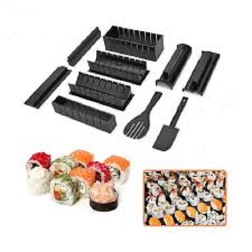 Bộ khuôn làm sushi+ Tặng kèm dụng cụ làm sushi bằng gỗ- Bộ khuôn làm sushi kimbap, cơm cuộn, trứng cuộn 