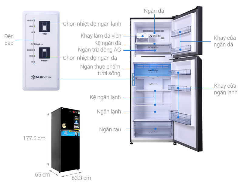 Tủ lạnh Panasonic 2 cánh Inverter 366 Lít NR-TL381VGMV - Hàng chính hãng