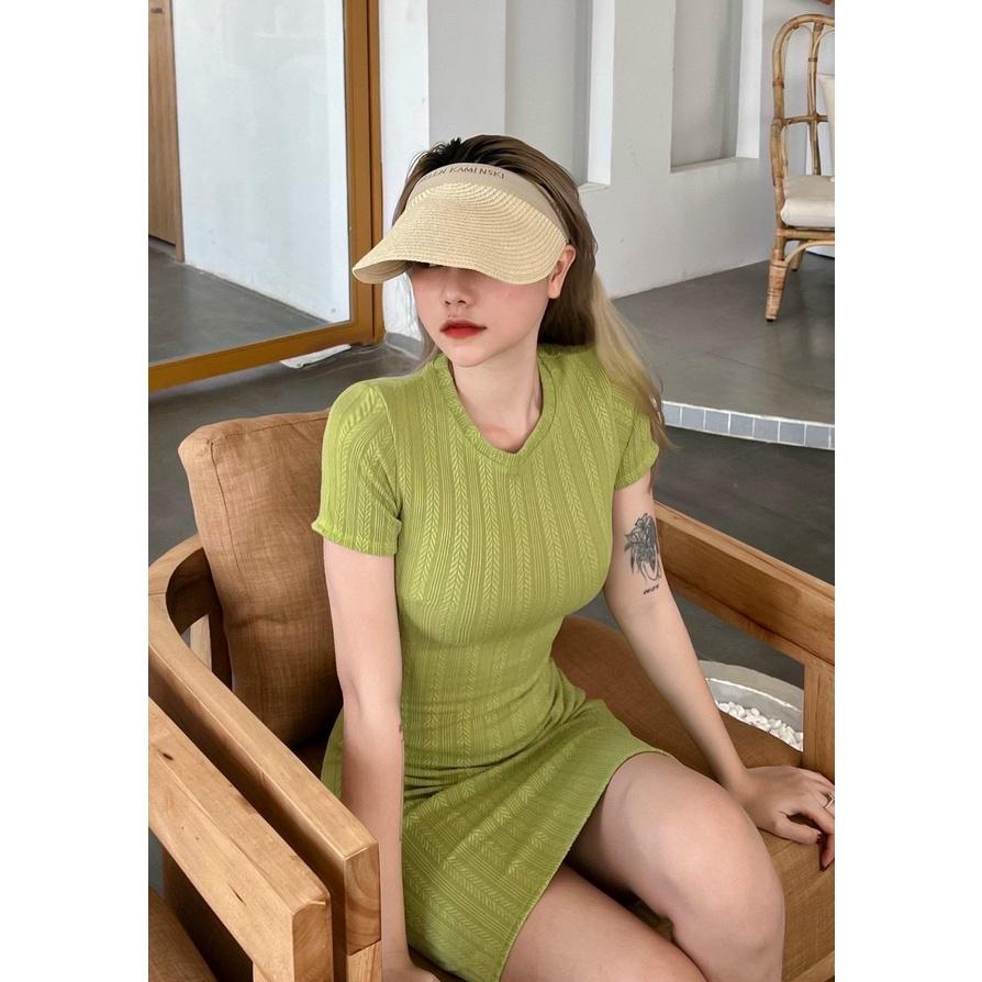 Đầm Body Cổ Tròn Tay Ngắn PINKSTORE29 Dáng Ngắn Ôm Sát Tôn Dáng Quyến Rũ D082