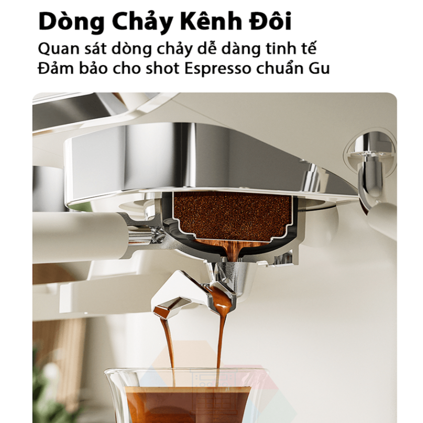 Máy pha cà phê Espresso chuyên nghiệp 4 trong 1. Thương hiệu cao cấp Tanser EM3108Plus - Hàng chính hãng