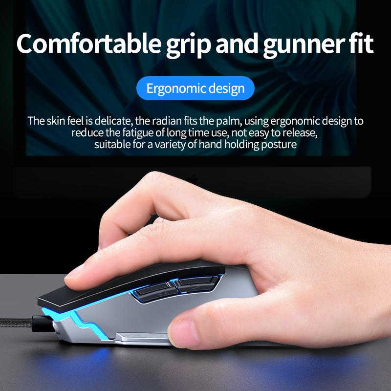 MC MS329 2400DPI Có Dây Cơ Chơi Game Chuột Văn Phòng USB Máy Tính Biến 4 Màu Chiếu Sáng Hiệu Quả