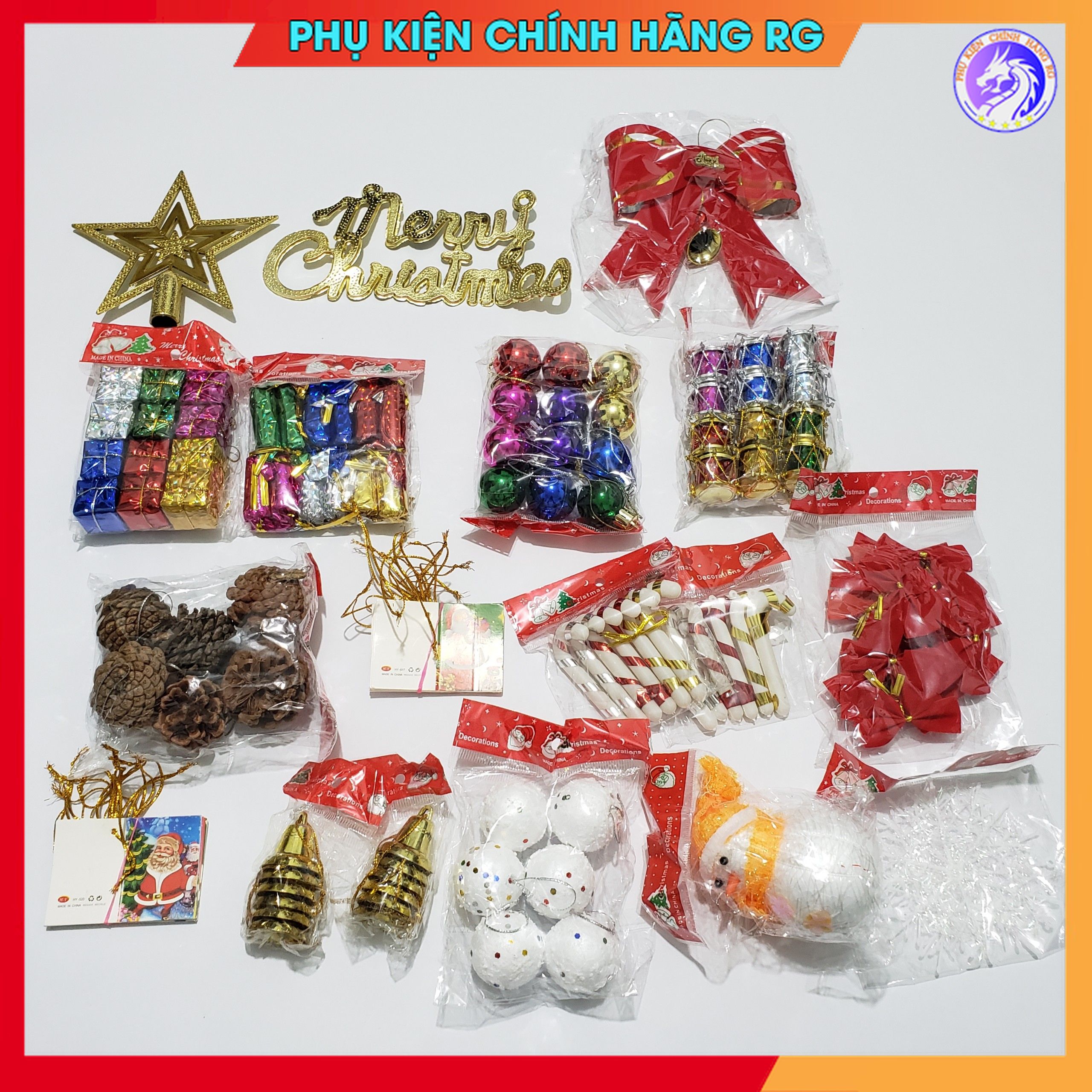 Set phụ kiện trang trí cây thông noel 127 món cực xinh decor giáng sinh