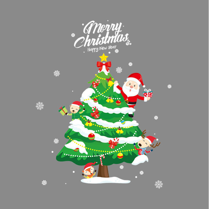 Cây thông Noel - Decal 2 mặt hình dán trang trí kính gương