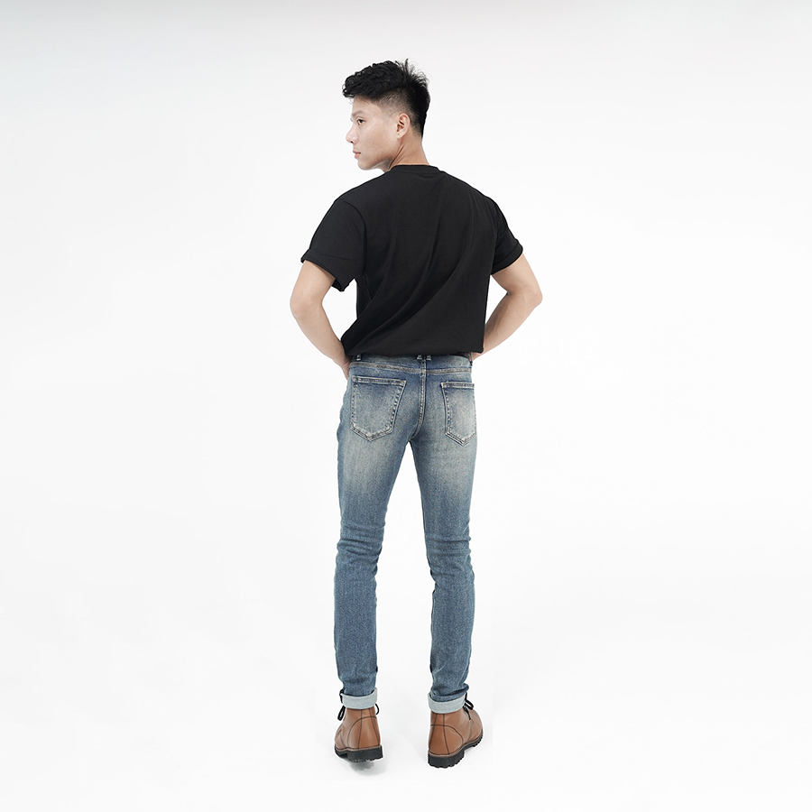 Quần Jeans Nam Cao Cấp HUNTER X-RAYS Form Slimfit Thun Màu Xanh Phủ Dơ NhẹD33