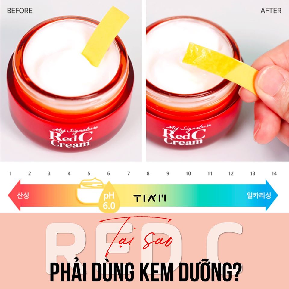 Kem Dưỡng Vitamin C Làm Trắng Da, Mờ Thâm Nám Tiam My Signature Red C Cream 50ml + Mặt nạ 3D Foodaholic