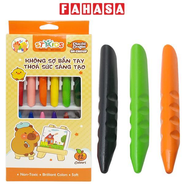 Hộp 12 Bút Sáp Màu Plastic Crayon - Stakids SK-CR012P