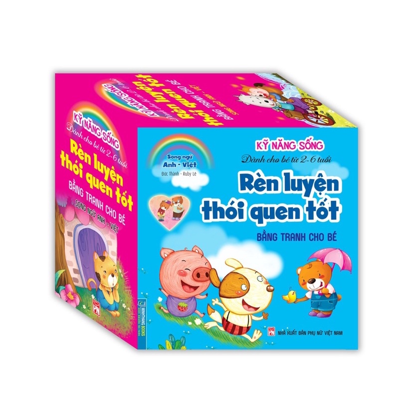 Sách - Combo 8 cuốn rèn luyện thói quen tốt - Bằng tranh cho bé 2-6 tuổi (song ngữ Anh - Việt)
