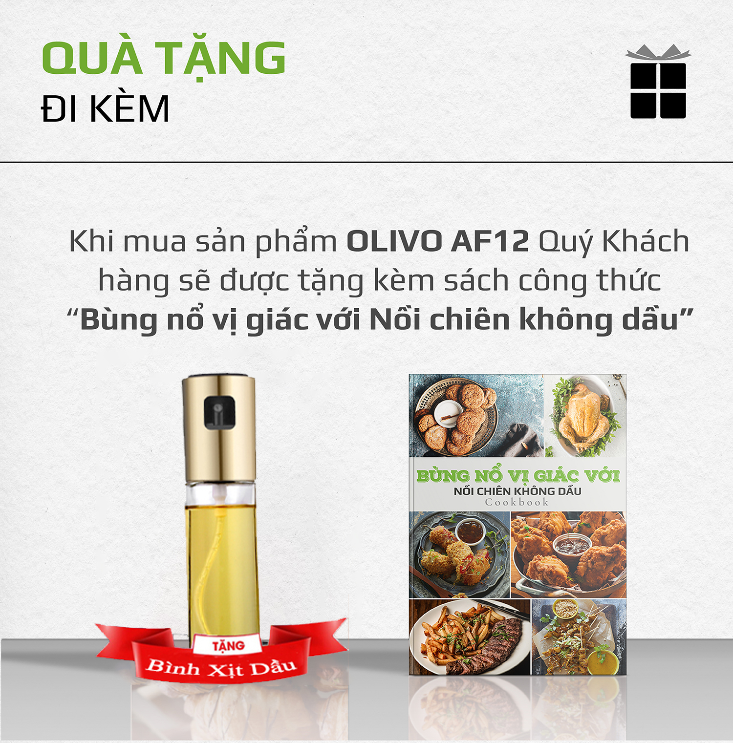 Nồi Chiên Không Dầu OLIVO AF12, 12Lit-1800W, 8 Chức Năng và Phụ Kiện Đa Năng, Hàng Chính Hãng
