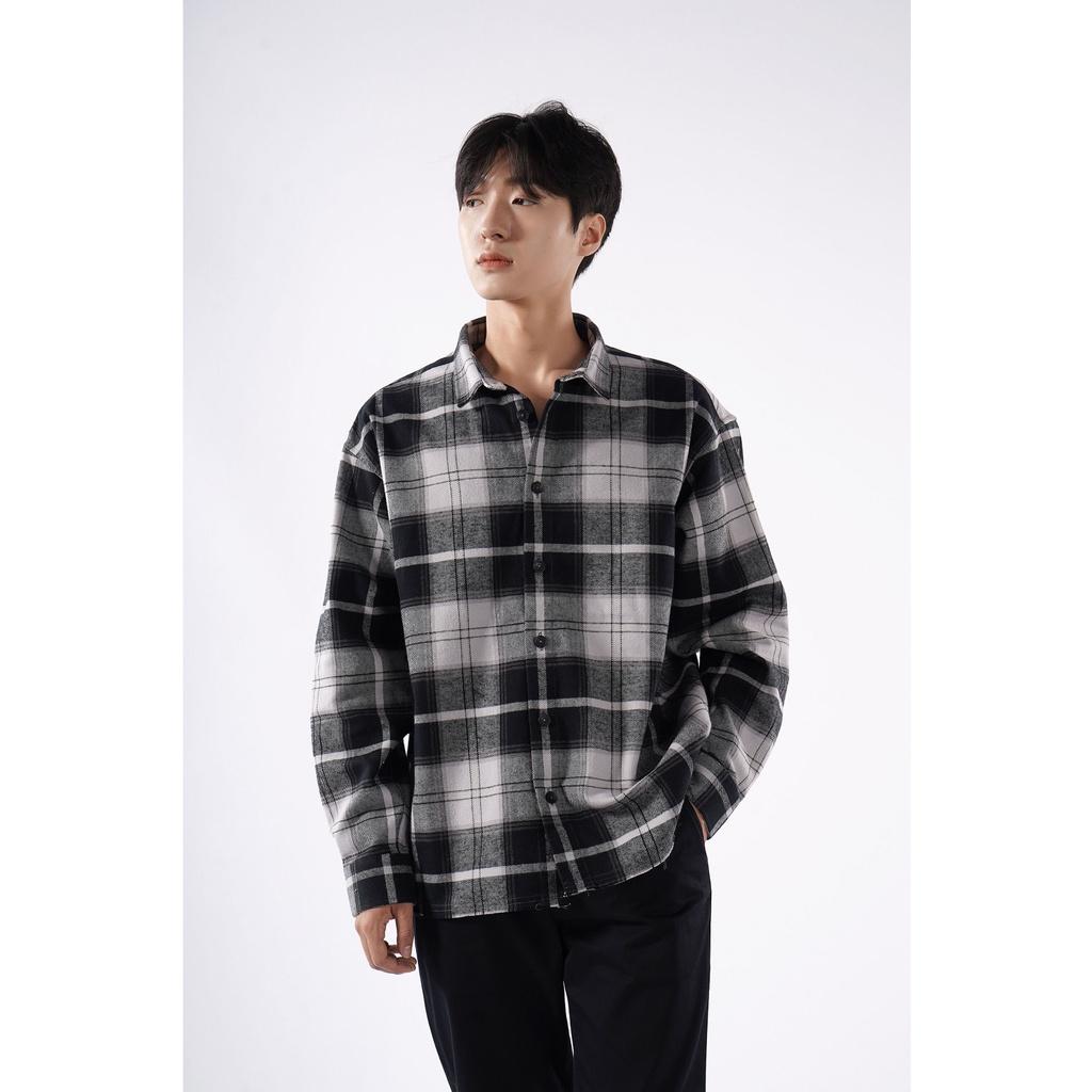 ÁO SƠ MI CARO NAM OVERSIZE nhãn trang trí 10F21SHL012 - LASTORE MENSWEAR