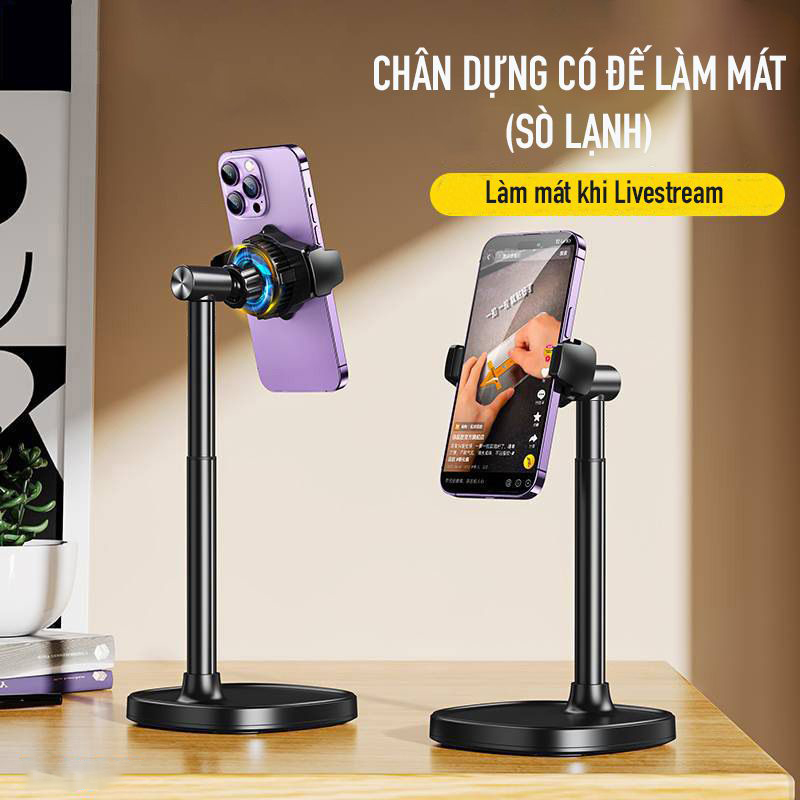 Chân livestream điện thoại Zaki có đế làm mát với sò lạnh - Hàng Chính Hãng