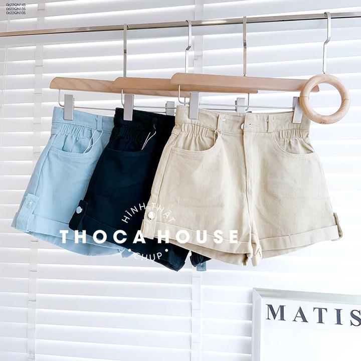 Quần short nữ thời trang săn lai gài nút ống rộng THOCA HOUSE nhiều màu, phối đồ dáng Hàn cao cấp