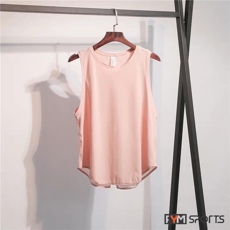 Áo tanktop tập gym - tập yoga nữ PYM SPORT - PYMTT006 xẻ lưng, 4 màu xanh nhạt, đỏ mận, hồng, trắng