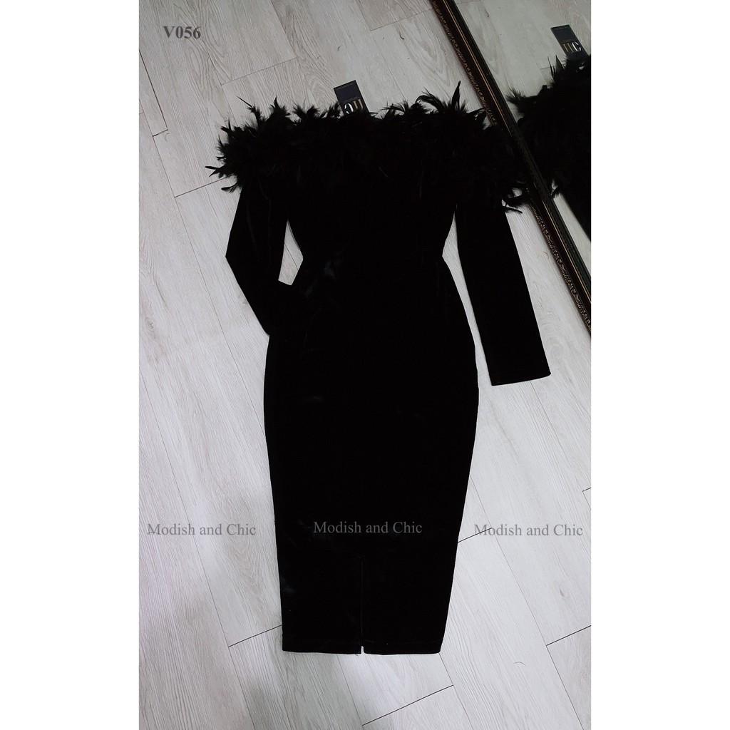 Váy Nhung body lông vũ V056 - MC phân phối chính thức ( kèm ảnh thật shop tự chụp