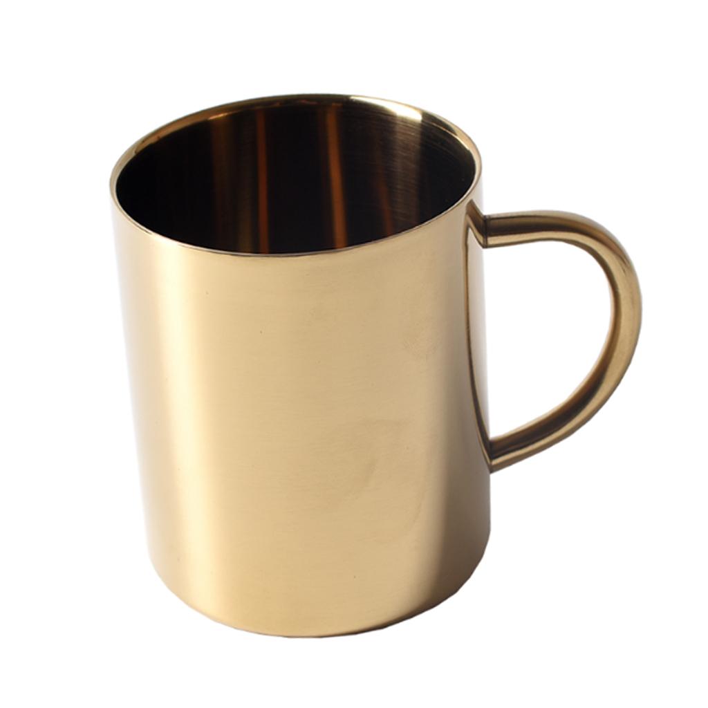 2xStainless Steel Double Wall Insulated Cup Tea Coffee Mug 400ml Gold