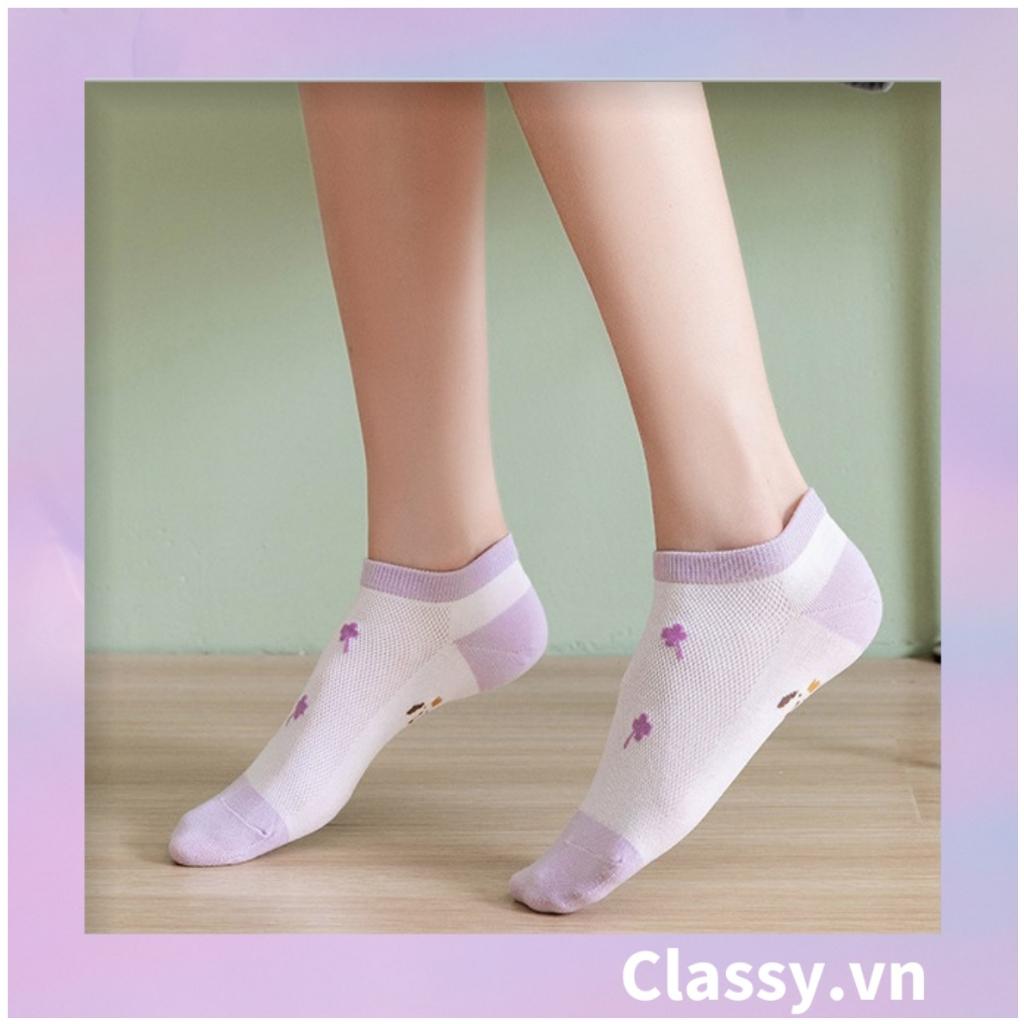 Tất cổ thấp, vớ cổ thấp Classy màu tím họa tiết ngẫu nhiên G1361