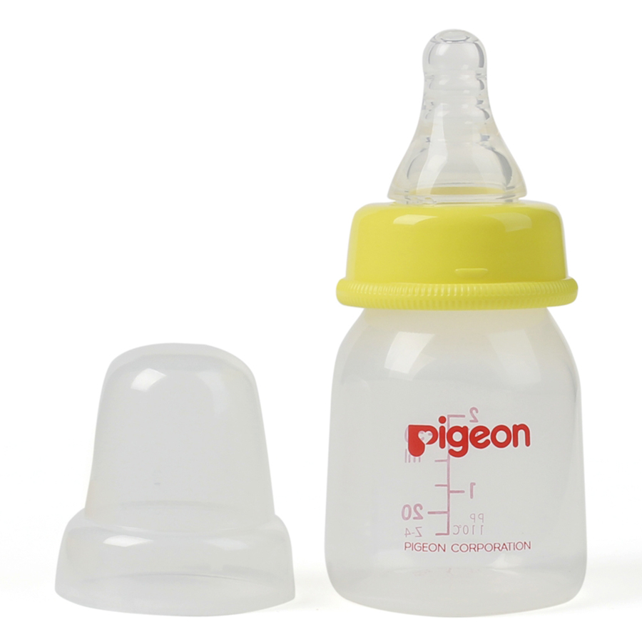 Combo Pigeon: Bình Uống Nước Và Nước Trái Cây (50ml) + Núm Vú Siêu Mềm (S) - Foc