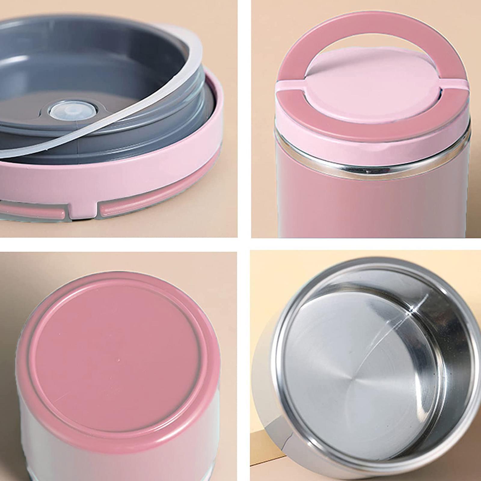 Kitchen Thermal Cup Pink Portable Porridge Lunch Box for Travel Picnic