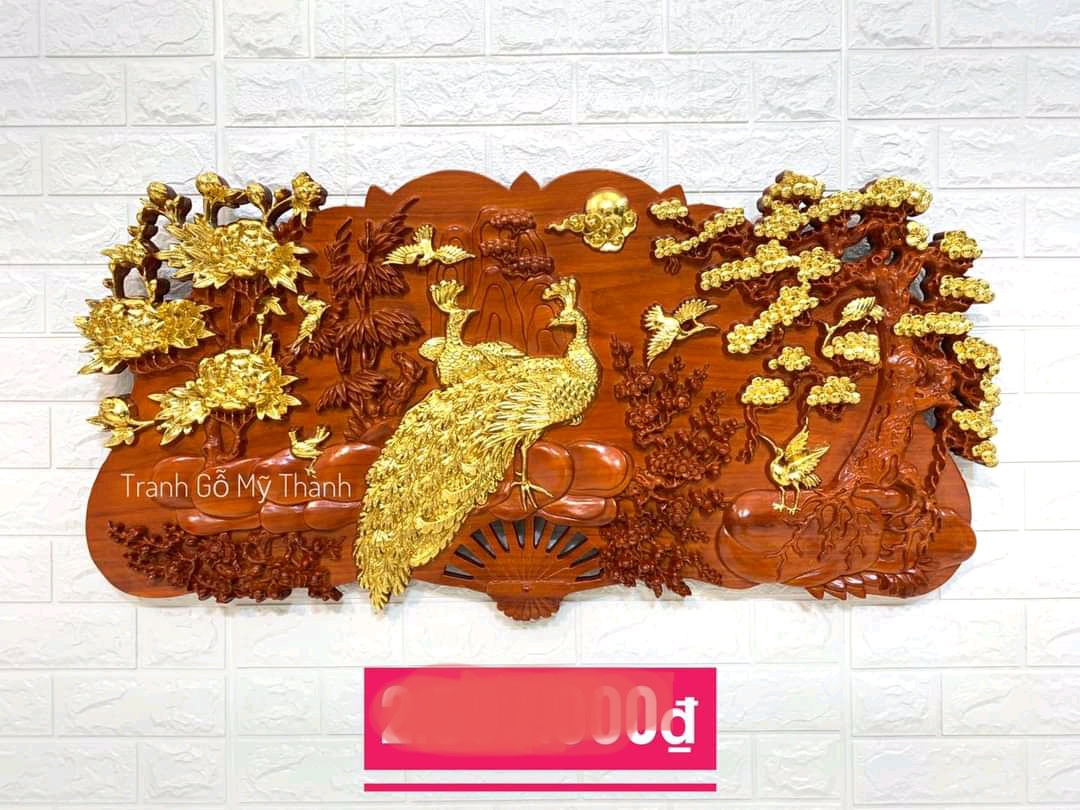 Tranh treo tường cánh quạt trạm khắc phu thê viên mãn bằng gỗ hương đỏ kt 120×60×4cm