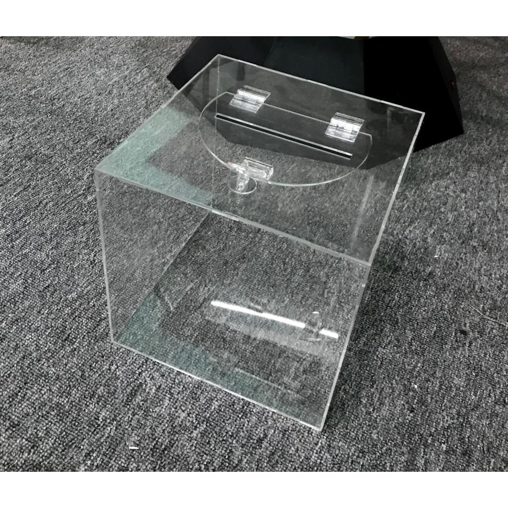 Acrylic Thùng Bốc thăm trúng thưởng - TẶNG KÈM Ổ KHÓA  - Thùng đựng phiếu mica nhiều size , Acrylic . - Có dán decal