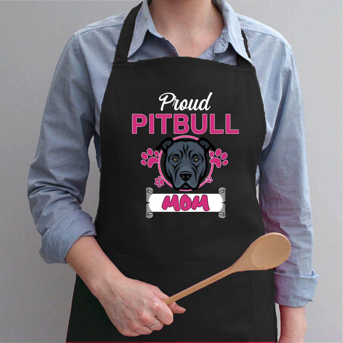 Tạp Dề Làm Bếp In họa tiết Mẹ Pitbull