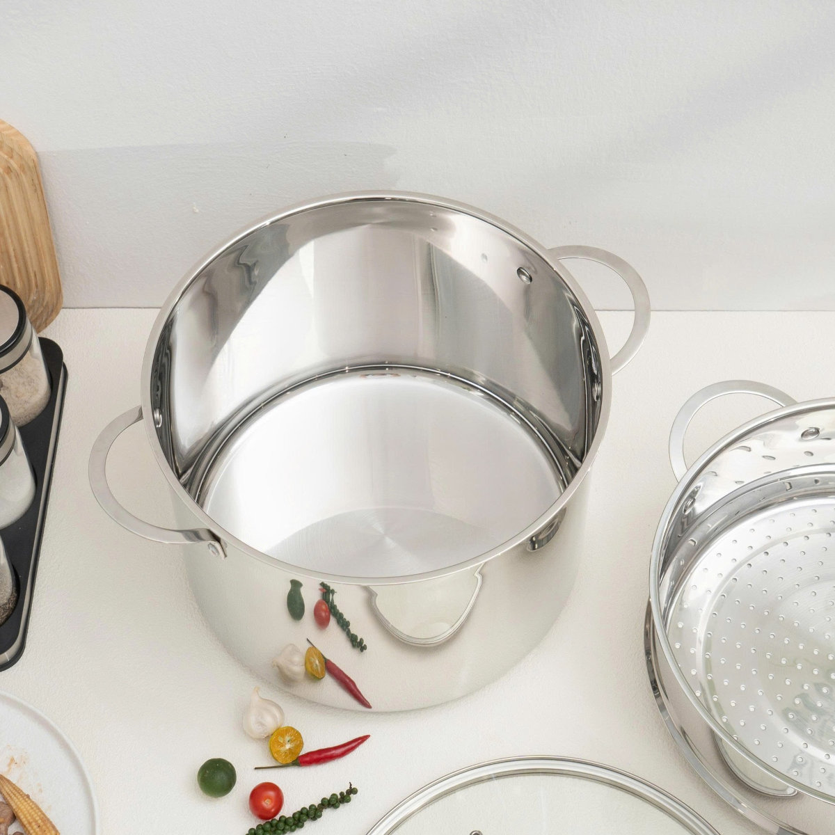 Bộ nồi xửng hấp Inox 5 đáy Kalpen L30PRO size 30cm dung tích 14L, chuẩn ĐỨc bảo hành 5 năm