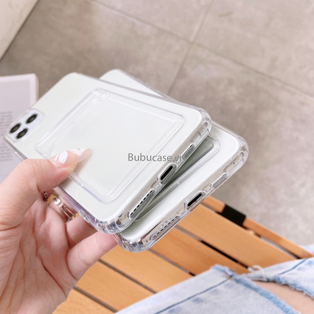 Ốp Dẻo Trong Suốt Kèm Ngăn Đựng Thẻ Dành Cho Iphone - Full dòng - Hàng Loại 1 Dày Dặn