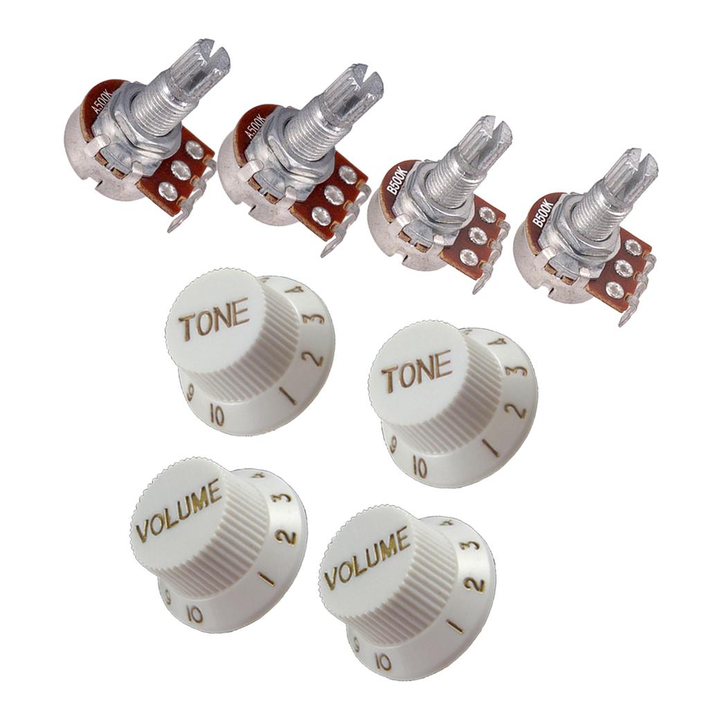 A500K B500K Split Shaft Audio Taper Pots Volume Tone Control Knob Accessory