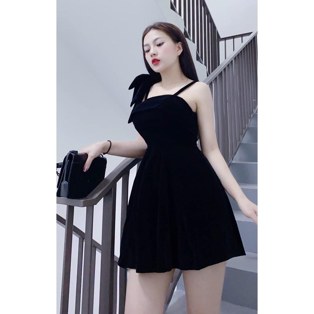 Đầm body đầm dáng xoè 2 dây vai nơ 1 bên kèm mút siêu xinh