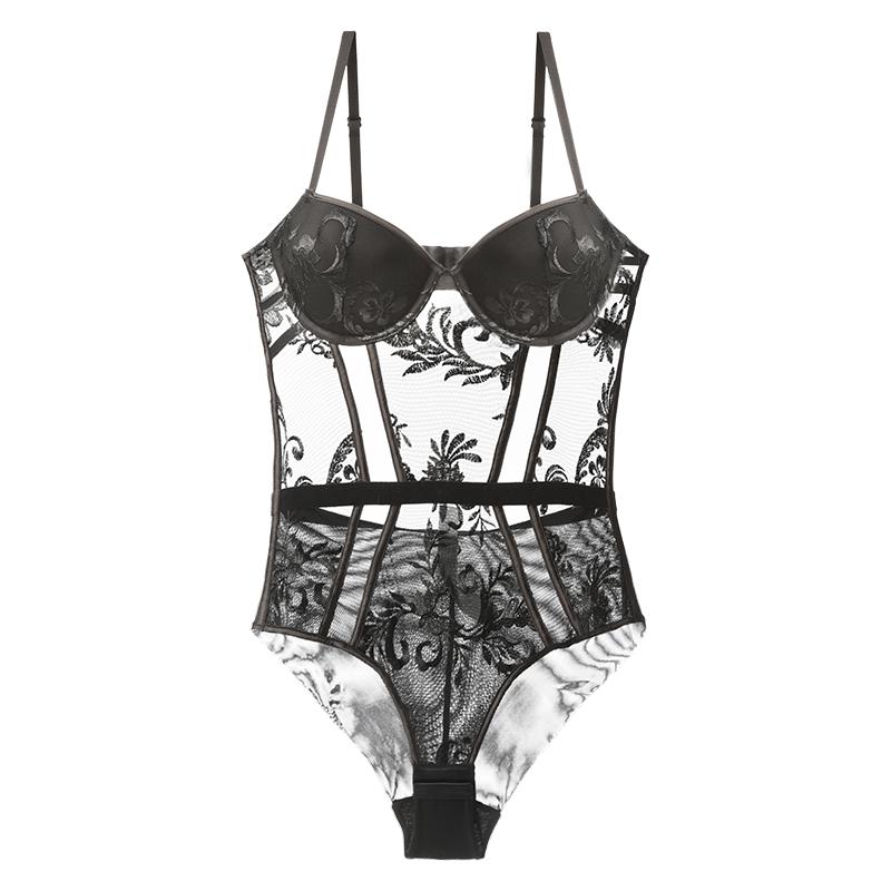 Mới Ren Body Đẩy Lên Bộ Áo Ngực Nữ Hoa Cổ Điển Thêu Bodycon Quần Lót Plus Kích Thước Đồ Ngủ Onesies