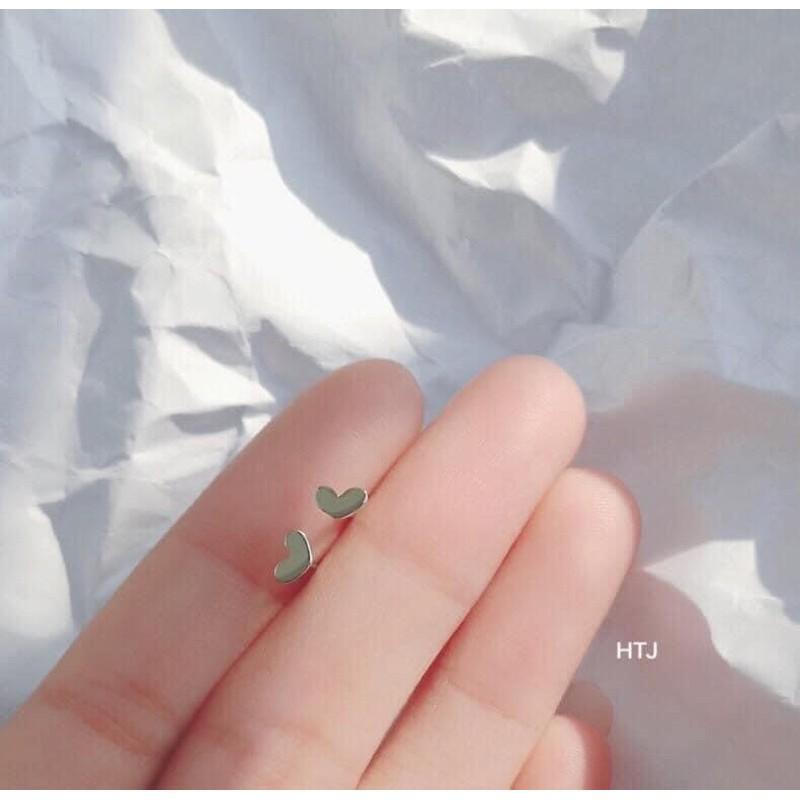 Bông tai, nụ tim nhỏ xinh bạc ta, khuyên tai bạc bibi silver -